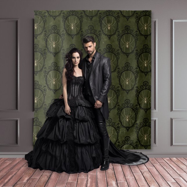 Moody Damask gótico Tapiz Araña Verde y Negro (Subido por el creador)