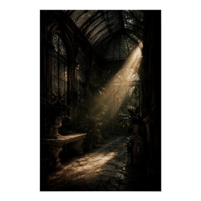 Moody Dark Academia Conservatory Sunbeam Poster (Anverso)