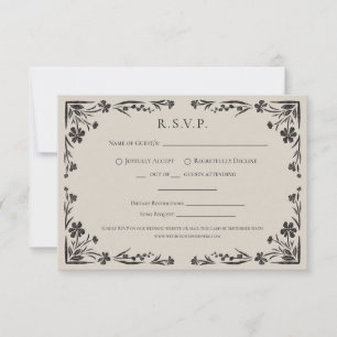 Moody Floral Boda gótica Boda Boda Tarjeta RSVP