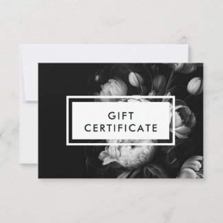 Moody Flowers Certificado de regalo en blanco y ne