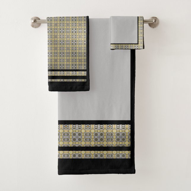 Moody Gray Negro Oro Geométrico Bath Set (In situ)