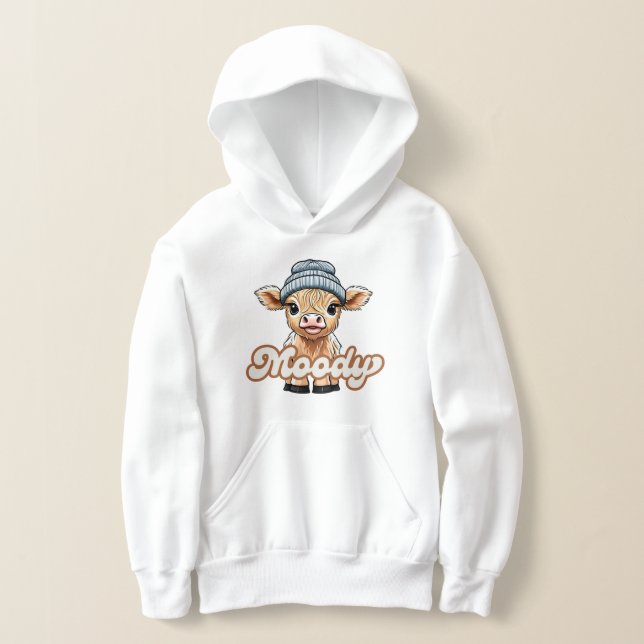 Moody Highland Cow Kids Hoodie Sweatshirt (Distribución )