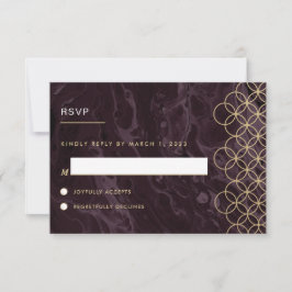 Moody Hues Burgundy Marble RSVP Tarjeta de respues