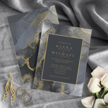 Moody Ink Charcoal Gold Abstract ID988