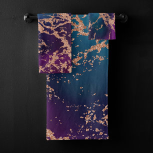 Moody Luxe Marble Oro púrpura profundo y Rosa Ve