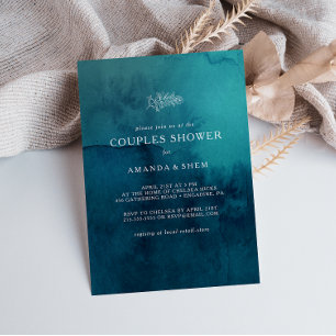 Moody Ocean Watercolor Parejas Ducha Invitación