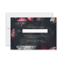 Moody Peony páintero Boda negro tarjeta RSVP