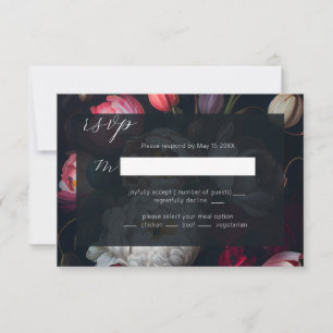 Moody Peony páintero Boda negro tarjeta RSVP