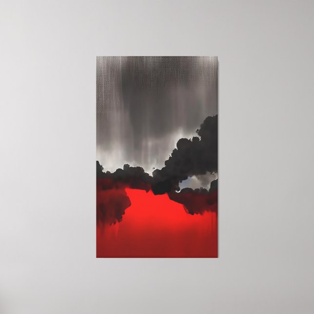 Moody pintura contemporánea arte rojo gris negro (Anverso)
