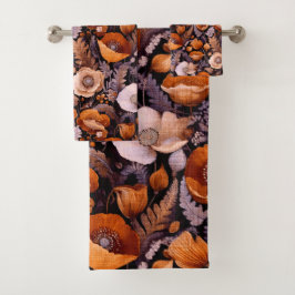 Moody poppies on black pattern