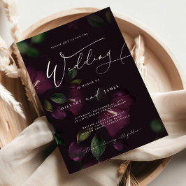 Moody Purple Bloom Calligraphy Invitación a la bod