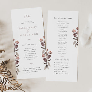 Moody Purple Floral Garden Boda Tarjeta de program