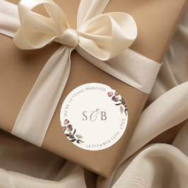 Moody Purple Floral Ronda Boda Iniciales Pegatinas