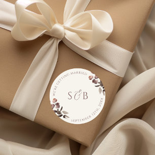 Moody Purple Floral Ronda Boda Iniciales Pegatinas