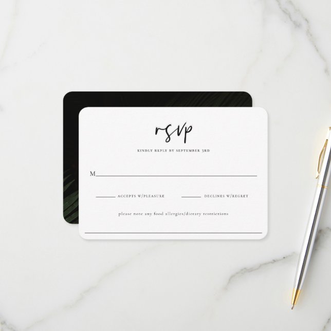 Moody Tropics Wedding Tarjeta RSVP (Anverso/Reverso In Situ)