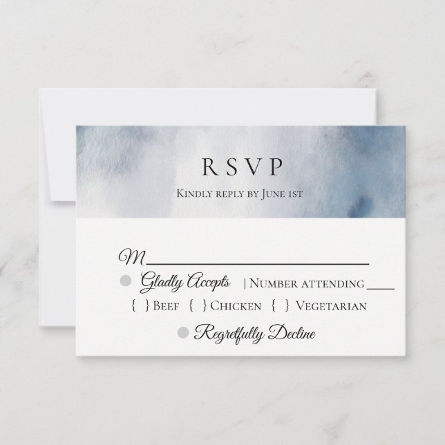Moody Watercolor Wash Wedding RSVP (Anverso)