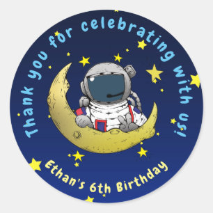 Moon Adventure Birthday Gracias Pegatinas
