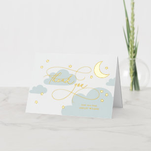 Moon and Stars Blue Script Baby Gracias