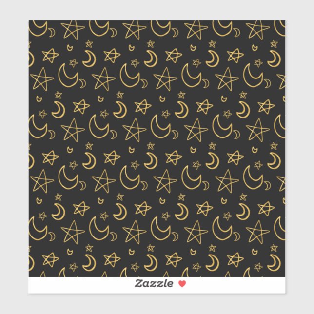 Moon and Stars Patrón de oro corte Pegatinas de vi (Hoja)