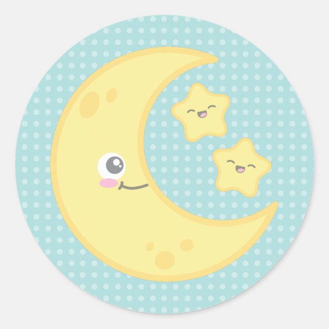 Moon de Kawaii y Pegatinas de estrellas (Anverso)