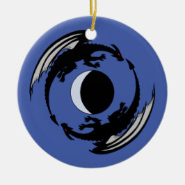 Moon Dragons Fantasy Design Ornamento cerámico