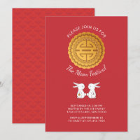 Moon Festival Mooncake Rabbit Invitación