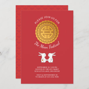 Moon Festival Mooncake Rabbit Invitación