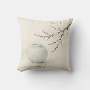 Moon Jar y flor de ciruelo - Almohada decorativa