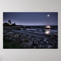 Moon Lit White Point Beach impresión de arte fino