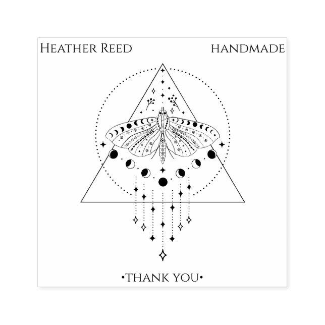 Moon Phase Moth | Sello de goma de agradecimiento  (Impresión)