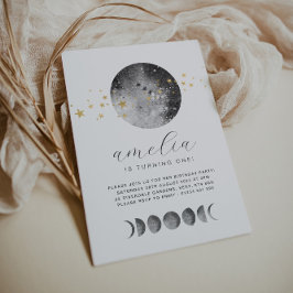 Moon Phases Gold Stars Invitación al cumpleaños