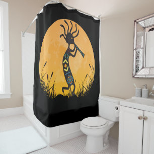 Moon Silhouette Kokopelli Shower Cortina