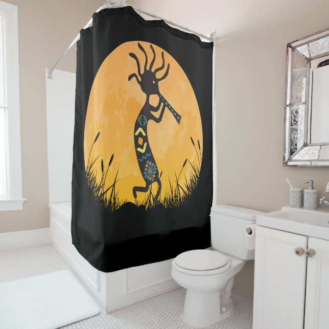 Moon Silhouette Kokopelli Shower Cortina (In situ)