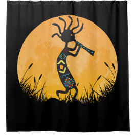 Moon Silhouette Kokopelli Shower Cortina