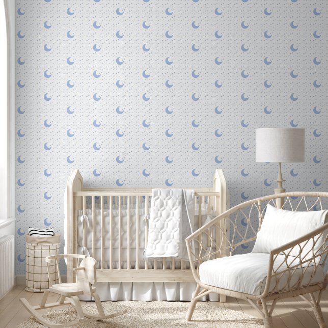 Moon stars azul niños papel de pared (Niños)