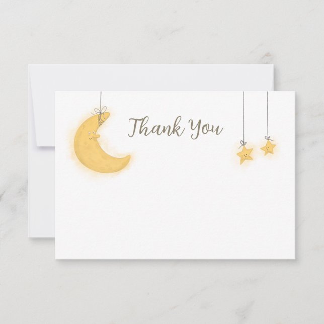 Moon Stars Baby Shower Gracias Tarjeta de Nota (Anverso)