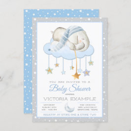 Moon Stars Boy Elephant Baby Shower Invitaciones