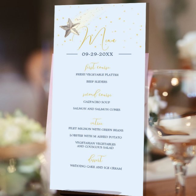 Moon Stars Celestial Night Elegant Wedding Menu (Subido por el creador)