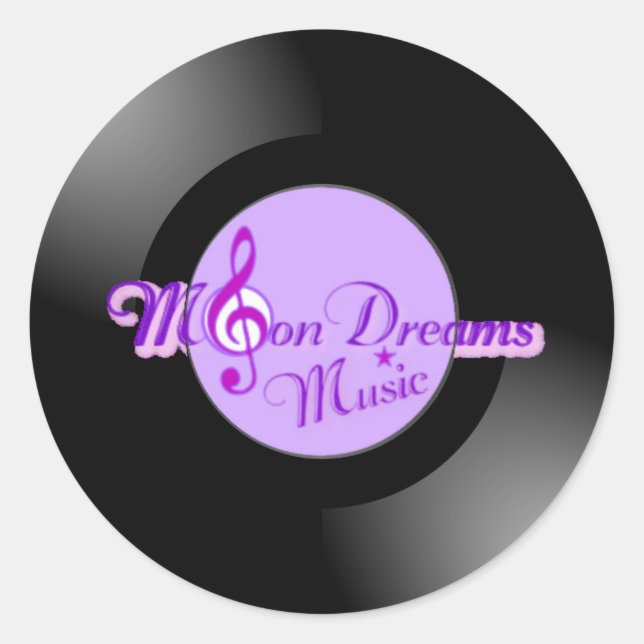 MoonDreams Music Record Pequeños Pegatinas Redondo (Anverso)