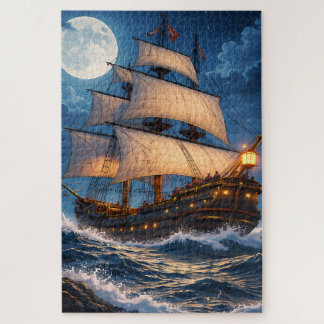 Moonlight Ship Puzzle – Ocean Night Jigsaw