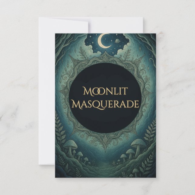 Moonlit Masquerade Elegant Halloween RSVP (Anverso)