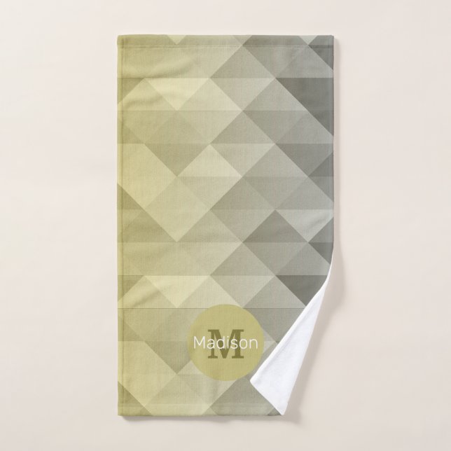 Moonograma de patrón geométrico ómbre de Guay gris (Toalla de mano)