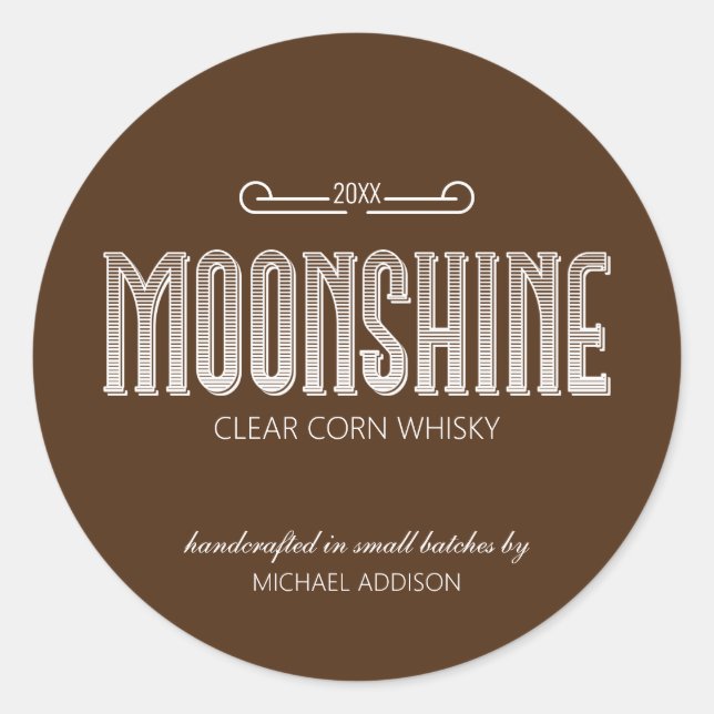 Moonshine Classic Round Pegatina (Anverso)