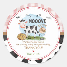 Mooove Over Birthday Favor Pegatina