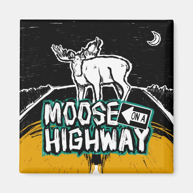 Moose en el imán de la autopista (Frente)