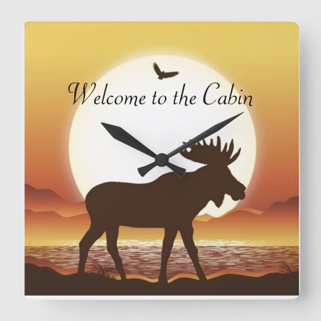 Moose en el reloj de pared redondo al anochecer (g (Anverso)