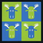 Moose Head Pop Art poster<br><div class="desc">Un lindo y divertido patrón de cabeza de alce. Ver mi tienda para otros artículos con este diseño.</div>