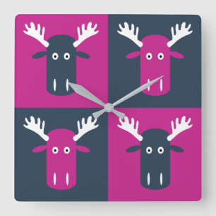 Moose Head Pop Art reloj de pared