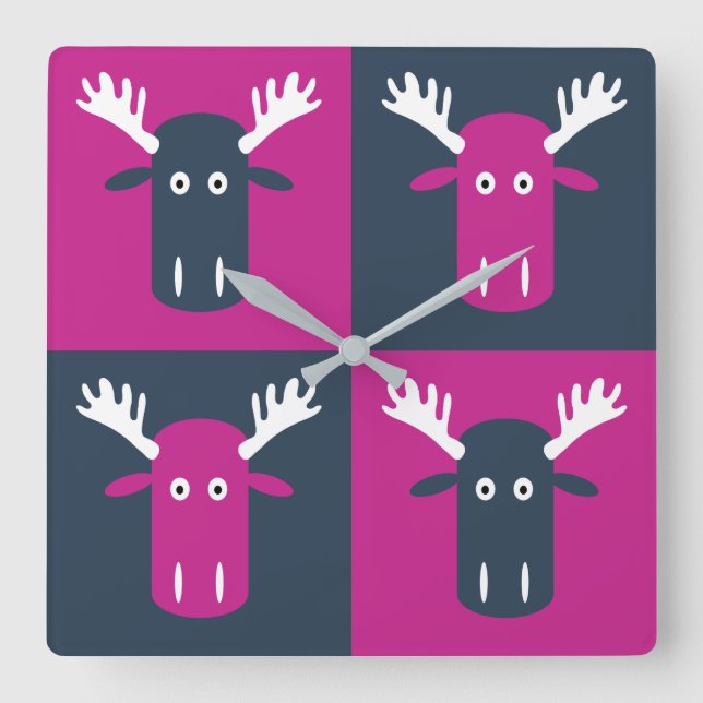 Moose Head Pop Art reloj de pared (Anverso)