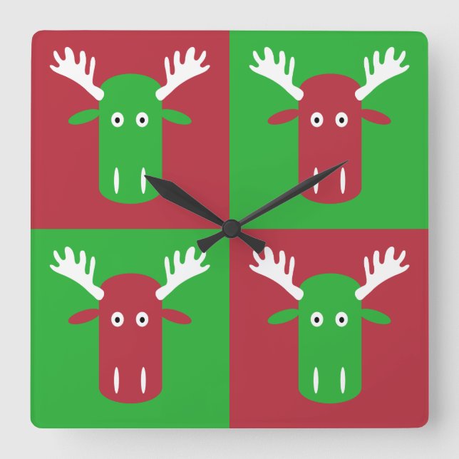 Moose Head Pop Art reloj de pared (Anverso)